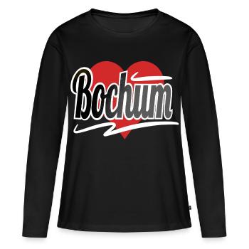 Bochum - Frauen Premium Bio Langarmshirt - Schwarz - Vorne - Julia (174cm)