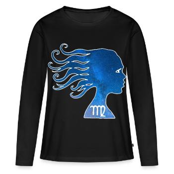 Vierge et univers - T-shirt manches longues Premium bio Femme - noir - Devant - Julia (174cm)