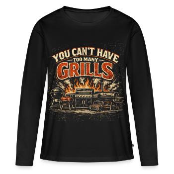 BBQ-Humor Papa grillt Sommergeschenk - Frauen Premium Bio Langarmshirt - Schwarz - Vorne - Julia (174cm)