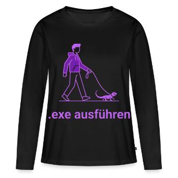 .exe ausführen ADMIN Lila - Frauen Premium Bio Langarmshirt - Schwarz - Vorne - Julia (174cm)