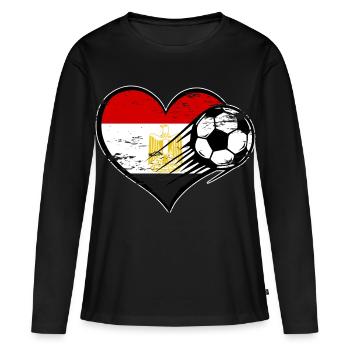 Ägypten Flagge Fußball mit Herz used - Frauen Premium Bio Langarmshirt - Schwarz - Vorne - Julia (174cm)