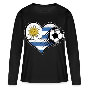 Flag football uruguayen avec le cœur utilisé - T-shirt manches longues Premium bio Femme - noir - Devant - Julia (174cm)