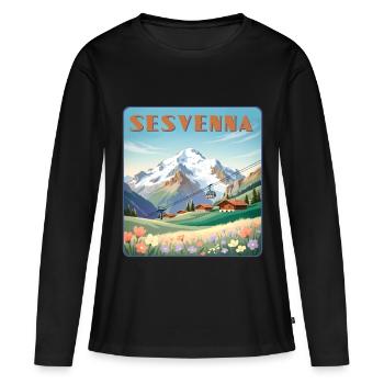 Sesvenna - T-shirt manches longues Premium bio Femme - noir - Devant - Julia (174cm)