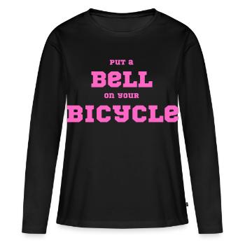 Mettez une cloche sur votre vélo – Déclaration de faute de frappe rose - T-shirt manches longues Premium bio Femme - noir - Devant - Julia (174cm)