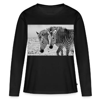 Zebra Freunde  Schwarzweiß-Safari - Frauen Premium Bio Langarmshirt - Schwarz - Vorne - Julia (174cm)