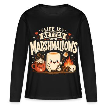 La vie est meilleure avec des guimauves - T-shirt manches longues Premium bio Femme - noir - Devant - Julia (174cm)