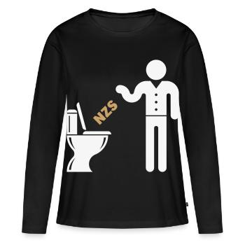 NZS In’s Klo, In Die Toilette! Gegen Rechts NEG 2C - Frauen Premium Bio Langarmshirt - Schwarz - Vorne - Julia (174cm)