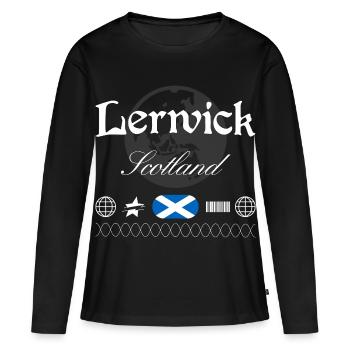 Lerwick Schottland Streetwear Reise Souvenir - Frauen Premium Bio Langarmshirt - Schwarz - Vorne - Julia (174cm)