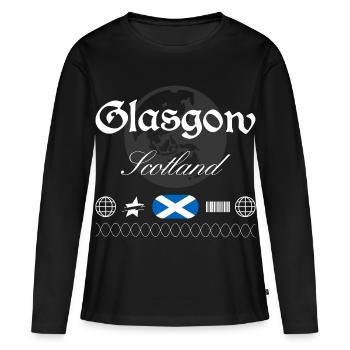 Souvenir de voyage streetwear de Glasgow, Écosse - T-shirt manches longues Premium bio Femme - noir - Devant - Julia (174cm)