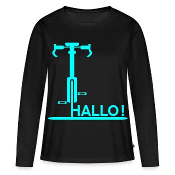 Willkommen Begrüßung - Fahrrad Hallo - Frauen Premium Bio Langarmshirt - Schwarz - Vorne - Julia (174cm)