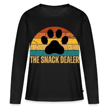 Marchand de snacks Retro Paw - T-shirt manches longues Premium bio Femme - noir - Devant - Julia (174cm)
