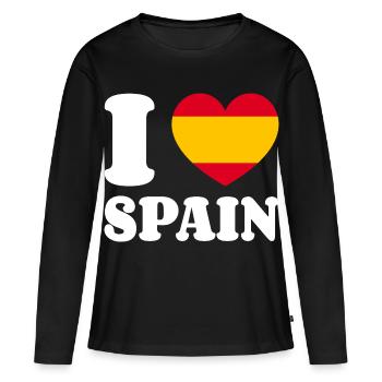 J’aime l’Espagne - Fan de Love Heart Espagne - T-shirt manches longues Premium bio Femme - noir - Devant - Julia (174cm)