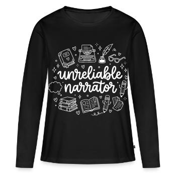 Unreliable Narrator Book Lover Writer - Women's Premium Organic Long Sleeve Shirt - black - Front - Julia (174cm)