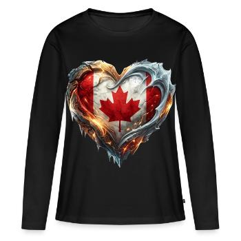 Bonne fête du Canada - T-shirt manches longues Premium bio Femme - noir - Devant - Julia (174cm)