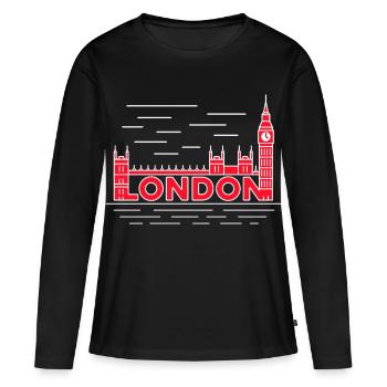 London Skyline Bold Red - T-shirt manches longues Premium bio Femme - noir - Devant - Julia (174cm)