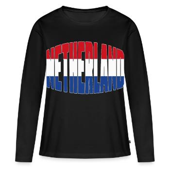 Maillot de football néerlandais, design de ventilateur néerlandais - T-shirt manches longues Premium bio Femme - noir - Devant - Julia (174cm)