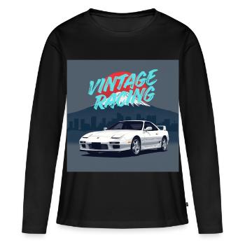 Voiture de sport vintage racing JDM White - T-shirt manches longues Premium bio Femme - noir - Devant - Julia (174cm)