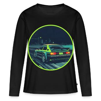 Cyberpunk JDM Voiture de réglage vert néon - T-shirt manches longues Premium bio Femme - noir - Devant - Julia (174cm)