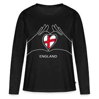 Cœur anglais avec éventail de drapeau anglais - T-shirt manches longues Premium bio Femme - noir - Devant - Julia (174cm)