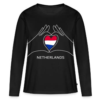 Cœur des Pays-Bas avec le drapeau de la NL Fan des Pays-Bas - T-shirt manches longues Premium bio Femme - noir - Devant - Julia (174cm)