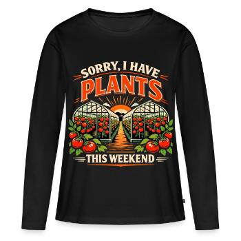 Désolé d’avoir des plantes – Serre à tomates - T-shirt manches longues Premium bio Femme - noir - Devant - Julia (174cm)