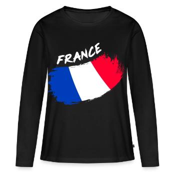 France, France, France, conception du drapeau français - T-shirt manches longues Premium bio Femme - noir - Devant - Julia (174cm)