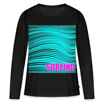 Vagues de surf d’été - T-shirt manches longues Premium bio Femme - noir - Devant - Julia (174cm)