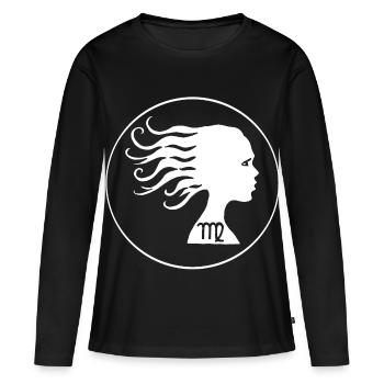 Signe astrologique de la vierge (blanc) - T-shirt manches longues Premium bio Femme - noir - Devant - Julia (174cm)