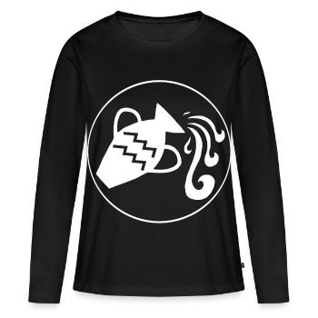 Signe astrologique du verseau (blanc) - T-shirt manches longues Premium bio Femme - noir - Devant - Julia (174cm)