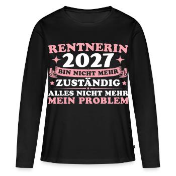 Rentnerin 2027 Abschiedsgeschenk Kollegin Rente - Frauen Premium Bio Langarmshirt - Schwarz - Vorne - Julia (174cm)