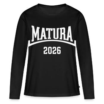 Matura 2026 (Matura / Matura 26 / Concave / Blanc) - T-shirt manches longues Premium bio Femme - noir - Devant - Julia (174cm)