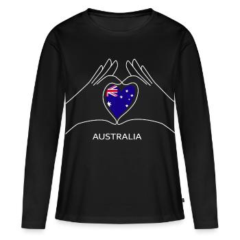 Cœur de l’Australie avec drapeau australien Australie - T-shirt manches longues Premium bio Femme - noir - Devant - Julia (174cm)