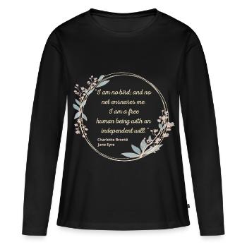 Jane Eyre Citation II - Style mignon - T-shirt manches longues Premium bio Femme - noir - Devant - Julia (174cm)