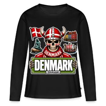 SkullCostume Édition Mondiale : Danemark - T-shirt manches longues Premium bio Femme - noir - Devant - Julia (174cm)