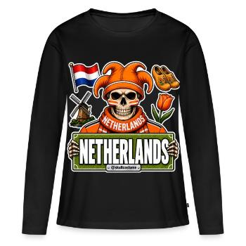 SkullCostume Édition Mondiale : Pays-Bas - T-shirt manches longues Premium bio Femme - noir - Devant - Julia (174cm)