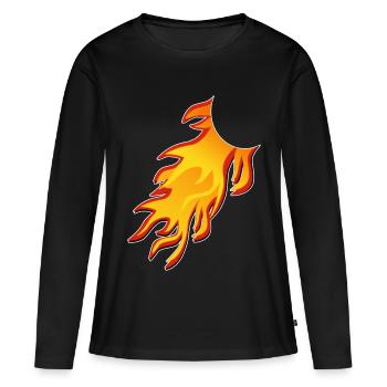 Flamme Comic Schweif, kombinieren - Frauen Premium Bio Langarmshirt - Schwarz - Vorne - Julia (174cm)