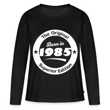 Né en 1985 Édition originale - T-shirt manches longues Premium bio Femme - noir - Devant - Julia (174cm)