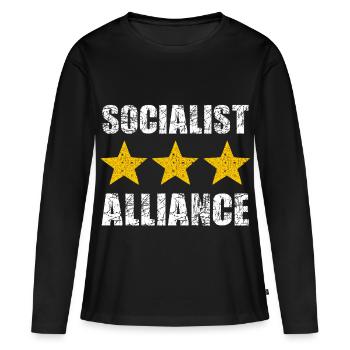 Sozialistische Allianz Sterne Shirt - Frauen Premium Bio Langarmshirt - Schwarz - Vorne - Julia (174cm)