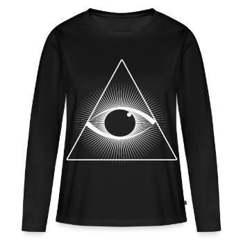Œil omnivoyant en triangle - T-shirt manches longues Premium bio Femme - noir - Devant - Julia (174cm)