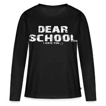 Cher École, je te déteste drôle et attachant - T-shirt manches longues Premium bio Femme - noir - Devant - Julia (174cm)