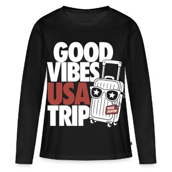 Conception de road trip aux États-Unis - T-shirt manches longues Premium bio Femme - noir - Devant - Julia (174cm)
