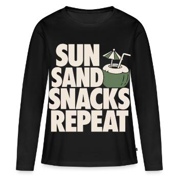 Sun Sand Snacks Repeat Tropical Design - Frauen Premium Bio Langarmshirt - Schwarz - Vorne - Julia (174cm)