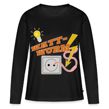 Worm, jeux de mots, humour, cadeaux drôles, père - T-shirt manches longues Premium bio Femme - noir - Devant - Julia (174cm)