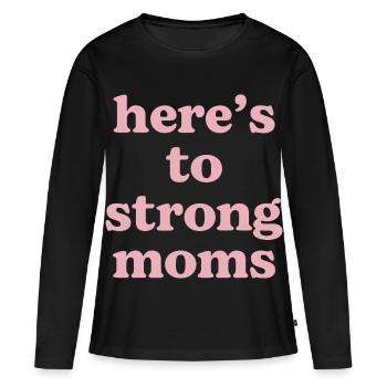 Conception typographique Strong Mothers - T-shirt manches longues Premium bio Femme - noir - Devant - Julia (174cm)
