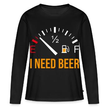 Motif drôle de bière « I Need Beer » - T-shirt manches longues Premium bio Femme - noir - Devant - Julia (174cm)