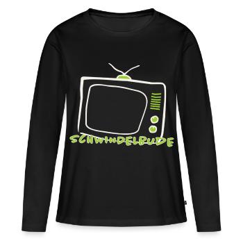 T-shirt de critique médiatique – Swindle Retro TV - T-shirt manches longues Premium bio Femme - noir - Devant - Julia (174cm)