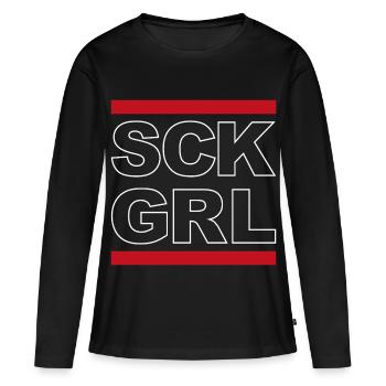 Chemise SCK GRL – Déclaration sur le streetwear alternatif - T-shirt manches longues Premium bio Femme - noir - Devant - Julia (174cm)