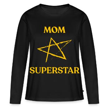 Maman SUPERSTAR - T-shirt manches longues Premium bio Femme - noir - Devant - Julia (174cm)