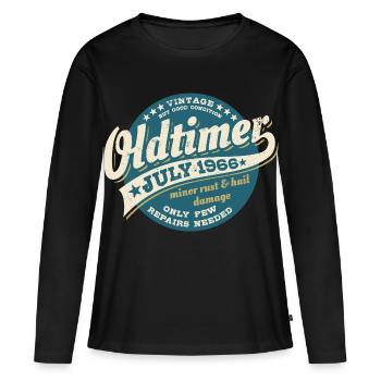 Voiture classique juillet 1966 | Cadeau d’anniversaire - T-shirt manches longues Premium bio Femme - noir - Devant - Julia (174cm)