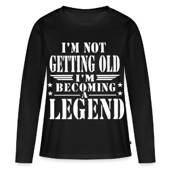 Je ne vieillis pas, je deviens une légende - T-shirt manches longues Premium bio Femme - noir - Devant - Julia (174cm)